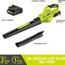 SnapFresh 20V Cordless Electric Leaf Blower - Lightweight with 2.0Ah Battery & Fast Charger, 2 Speed Modes for Lawn, Patio, Yard & Sidewalk Care