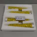 DN DECONATION 4PCS Flameless Christmas Tree Candles with Remote, LED Christmas Flameless Taper Advent Candles Battery Operated, Gold Tree Shaped Fake Candle Sticks for Table Decor Window Decorations (Set of 4)