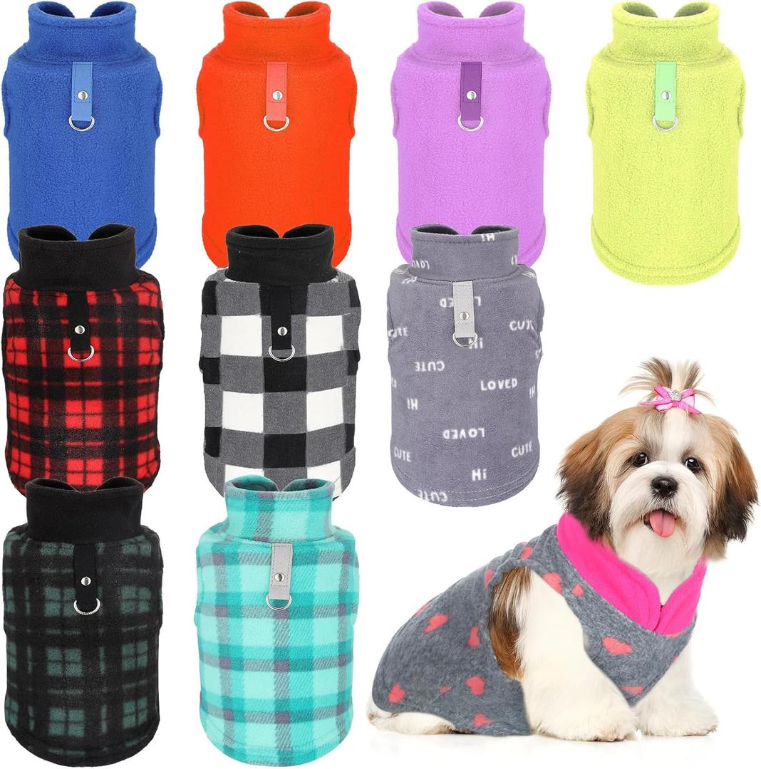Reginary 10 Pack Medium Dog Sweaters Fleece Pet Dog Clothes with Leash Ring Soft Warm Winter Puppy Plaid Shirt (Stylish)
