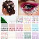 4 x 15 Sheet Face Gems Rhinestone -SELF ADHESIVE- Rhinestones for Eyes Face Body Nails, Face Glitter, Nail Gems Rhinestone, Face Jewels Rhinestone for Party, Rave Festival, Make up