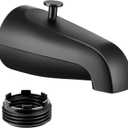 Enhon Tub Spout with Rear Diverter, Bathtub Spout Fitting 1/2-Inch or 3/4-Inch IPS, 5-1/4 Inch Length Bathroom Bathtub Faucet with Adapter(Matte Black,Without Handheld Shower Fitting)