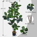 6FT Artificial Green Rubber Tree - 72" Faux Trees Indoor with 70 Lifelike Vivid Leaves and 10 Heads, Tall Fake Potted Plant for Home Office Living Room Decor Housewarming Gift