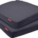 Pcinfuns Outdoor Chair Cushions Set of 2,Thick 17" x 16" x 3" Cushion for Patio Furniture, Round Corner Patio Chair Pads with Ties, Memory Foam Outdoor Seat Cushions, Black Grey