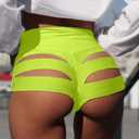 Women Sexy Cutout Underwear Retro Sports Yoga Booty Shorts Club Dance Night Wear (Yellow, XXL)