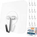 GLUIT Adhesive Wall Hooks for Hanging Heavy Duty 22 lbs Hooks for Walls No Damage, Towel Sticky Clear Hook, Waterproof, Home, Bathroom, Kitchen, Office, and Outdoor 12 Pack (Medium, 12 pcs)