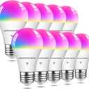 Smart Light Bulbs 10 Pack, Smart Bulb Compatible with Alexa/Google Home/Smart Life, CRI>90, RGBCW Color Changing LED Light Bulbs, 2.4G WiFi Bluetooth A19 E26 Bulb, No Hub Required, ETL Listed