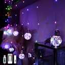 Wish Ball Curtain Lights 200 LED Window Fairy Light, USB/Battery Powered Twinkle Globe Curtain String Lights for Wedding Backdrop Room Dorm Party Christmas Decor (Multicolor)