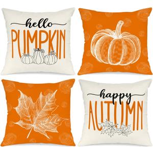 Ywlake Orange 18x18 Throw Fall Pillow Covers Set of 4, Maple Leaf Pumpkin Decorative Holiday 18 x 18 Autumn Cushion Covers Thanksgiving Pillow Case for Indoor Home Bedroom Sofa Couch Decor Ywlake Orange 18x18 Throw Fall Pillow Covers Set of 4, Maple Leaf Pumpkin Decorative Holiday 18 x 18 Autumn Cushion Covers Thanksgiving Pillow Case for Indoor Home Bedroom Sofa Couch Decor