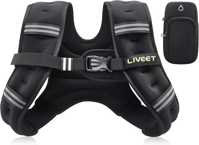 Liveet Weighted Vest, 5 lbs Weighted Vest for Women Men, Weight Vest with Reflective Strips Adjustable Buckle Straps for Walking Running Strength Training Cardio Workout