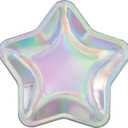 Unique 26144 Foil Stamped Star Shaped Paper Plates-21 cm-Purple Galaxy Party-8 Count (Pack of 1), Multicolour