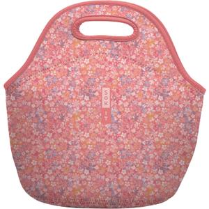 Sok It LunchTote Zippered Bag Insulated Neoprene Caddy (Blushing Blooms, Large 4.5 Quart Lunch Tote)