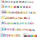 decalmile Transport Vehicle Alphabet Wall Stickers Inspirational Numbers Letters ABC Wall Decals Kids Playroom School Library Classroom Home Decor