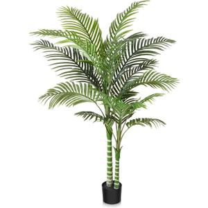 Artificial Golden Cane Palm Tree,5FT Tall Fake Plant Faux Palm Plants for Indoor,Artificial Plants for Office Home Living Room Patio Decor
