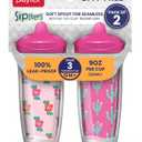 Playtex Baby Sipsters Stage 3 Spill-Proof, Leak-Proof, Break-Proof Spout Cup for Girls - Pink, Limited Edition, 9 Oz, 2 Count
