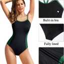 Holipick Athletic One Piece Swimsuits for Women Training Sport Bathing Suit for Teens Girls Modest Swimwear (Black, L)