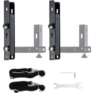 Side Mount Trailer Ladder Rack, Foldable Heavy Duty Steel Rack with Strap, 300LB Capacity for Open/Enclosed Cargo Trailer & Truck Walls, Garage & Shed Walls (2-PCS Black)