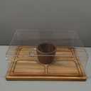 Large Cake Stand with Lid, 17 Rectangular Multi-Functional Cake Holder, Acacia Solid Wood 2-in-1 Dessert Table Display Set, Charcuterie Board for Cheese ,Fruit Platter, Acrylic Cake Dome Cover