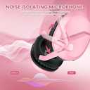 WolfLawS Wireless Gaming Headset with Noise Canceling Microphone for PS5, PC, PS4, 2.4G/Bluetooth Gaming Headphones with USB and Type-c Connector, Wired Mode for Controller - Pink