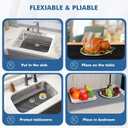 Bestjing Silicone Sink Protectors for Kitchen Sink with Rear Drain - 28.3"x 15.7" Kitchen Protector Accessory, Non-Slip Heat Resistan Mat for Bottom of Farmhouse Stainless Steel (Rear Hole, Black)