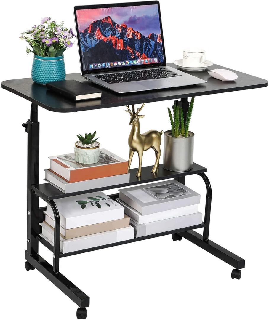Laptop Desk Removable and Adjustable Height Table for Bedroom Bedside Table Lazy Sofa Table Minimalist Office Desk Home Student Writing Desk Desk, Small Standing Desks with Storage TV Tray Table.Black