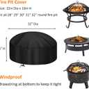 30-Inch Fire Pit Cover for 28-32 inch Round Fire Pit, Heavy Duty 300D Oxford Fabric Waterproof Dustproof Fire Bowl Cover All-Season Protection 32"Dia x 16"H