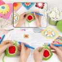 Katech Crochet Kit for Beginners, 50 Granny Squares Crochet Kits for Adults Beginner Learn to Crochets w/Step-by-Step Video Tuturials, Knitting Kit w/1378yds Yarn Granny Square Card Deck- 80% Cotton (Blue-purple gradient)