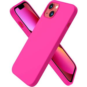 ORNARTO Compatible with iPhone 13 Case 6.1, Slim Liquid Silicone 3 Layers Full Covered Soft Gel Rubber Phone Case Protective Cover 6.1 Inch-Hot Pink