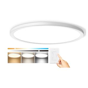 Super Slim 3200LM 12Inch LED Ceiling Lights Flush Mount, Dimmable 3000K 4500K 6000K CCT, Low Profile Surface Mount Light Fixtures, 24W Thin Flat LED Panel Lights for Bedroom Bathroom Kitchen,1 Packs