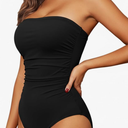 Holipick Women Tummy Control One Piece Swimsuits Strapless Bandeau Bathing Suits Slimming Halter Swimwear L