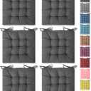SQUARE MOON 6 Pack Polyester Pillow, Furniture Cushion for Indoor, Outdoor Dining Chair, Office Chair, Desk Chair - 16x16 inches, Dark Grey, Plush, Fade-Resistant
