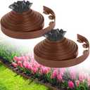 2-Inch x 80 FT Landscape Edging Border with 125 Spikes, Garden Edging Border Lawn Edging Kit, Plastic Edging for Landscape Flexible for Garden Flower Beds Lawn Yard Pathway (Brown)