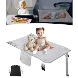 Toddler Airplane Bed, Airplane Seat Extender Travel Bed for Kids, Baby Travel Essentials for Flying, Portable Plane Footrest for Kids, Toddler Must Haves for Flights, Grey