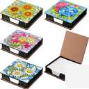 Saillong 4 Pcs Flower Theme Diamond Art Note Box Kit Sunflower Daisy Diamond Painting Memo Box Hydrangea Paper Holders with 160 Sticky Notes for DIY Office Supplies Gifts