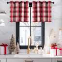NICETOWN Christmas Valances for Windows, Grommet Top Half Window Curtains for Kitchen, Small Shade Light Block Panels, Window Valance for Bathroom, W52 x L24, Red & White, 1 Panel