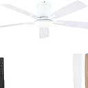 52" Ceiling Fans with Lights-Low Profile Ceiling Fan with Light and Remote/APP Control,Flush Mount,DC Reversible,LED Dimmable Ceiling Fans for Bedroom,Indoor/Outdoor Patio Use(White)
