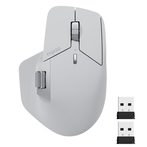 Rapoo MT760 MultiDevice Wireless Mouse, Bluetooth 5.0 and 2.4G MultiMode Connection, Up to 4 Devices, 11 Programmable Buttons, 4K DPI, 90 Days Battery Life, PC, Light Grey