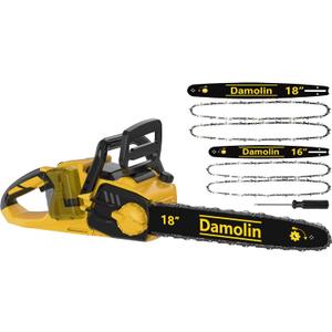 40V(20V*2) 16"+18" 2-IN-1 Brushless Chainsaw Cordless, Electric Powered Chainsaw Compatible with Dewalt Battery with Auto Oiler & Safety Lock Brake, for Tree Trimming Branch Wood Cutting(ONLY TOOL) (Yellow)