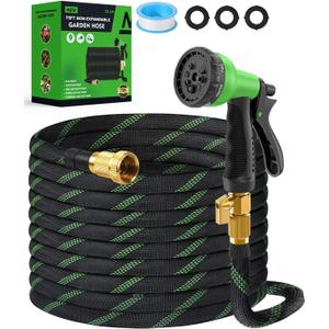 75ft Garden Hose, Non-Expandable Water Hose with 8 Function Spray Nozzle, Lightweight, Knik-Free, Burst-Resistant, Durable & Flexible 3/4" Garden Hose for Lawn, House Cleaning, Car Washing