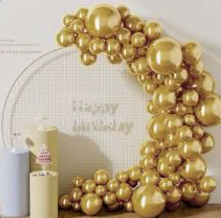 DECOCKRAT Metallic Gold Latex Balloons Kit - 110PCS Party Balloons, 12'' Helium Balloon Set with Ribbon, Perfect for DIY, Birthday, Baby Shower, Wedding, Anniversary & Holiday Decoration, Pack of 5
