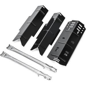 Hisencn Grill Parts for Dyna-glo DGH353CRP, DGF350CSP, DGH373CRP-D, DGF371CRP-D Grills, Stainless Steel Grill Burner Tubes & Porcelain Steel Heat Plates, Grill Replacement Parts Kit for Dyna Glo Grill