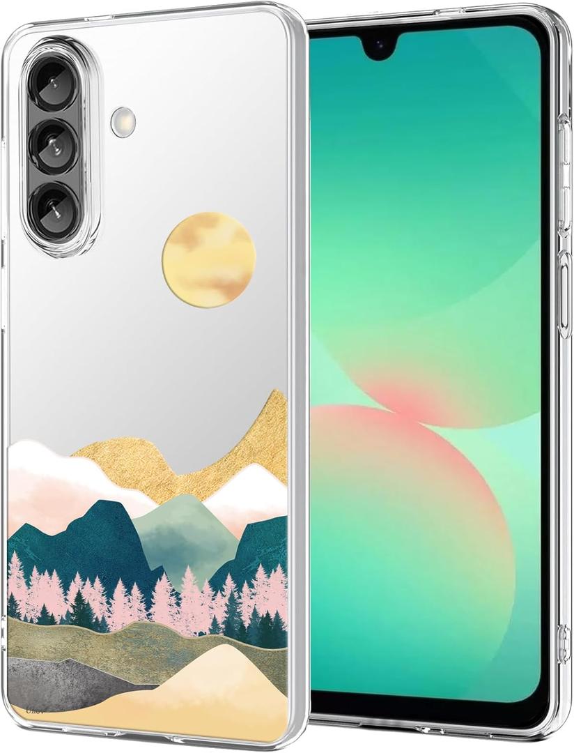 Unov Case Designed for Galaxy A17 / A26 / F17 / M17, Crystal Clear Phone Case with [Anti-Slip Embossed Pattern], Shockproof Slim Protective [Anti-Yellowing TPU] Back Cover, Sierra Mountains
