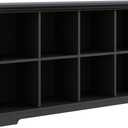 Cube Shelf Bookcase with Base - Wooden 2 Tiers Floor Standing Low Storage Cabinet for Home and Office, 8-Cube Lattice Bookshelf, Black