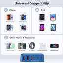 [2026 Updated] USB C Fast Charger, 100W GaN 6 Port Type C Charging Station Hub Block Cube, USB C Wall Charger Power Strip Adapter Plug for iPad iPhone 17 16 15 14 Pro Max Pixel Note Galaxy, 5ft Cord