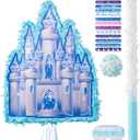 WINTS Ice Castle Pinata, Winter Piata with Blindfold Perfect for Snowy Ice Castle Birthday Party, Winter Birthday Party Decorations (16.3412.793.15in)
