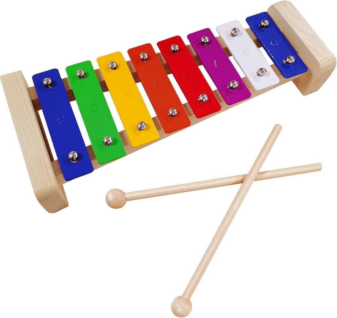 Xylophone for Kids,Glockenspiel with 2Child Safe Mallets 8Notes Diatonic,Colorful Metal Bars with Educational Development Musical,Xylophone for Toddlers,Kid Toy as Holiday/Birthday DIY Id