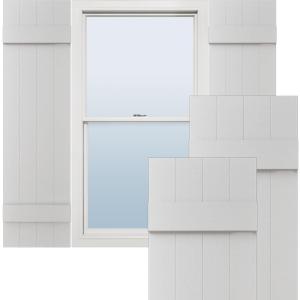 Ekena Millwork Lifetime Vinyl LJ4S14X04700WH Standard Four Board Joined, Board-n-Batten Vinyl Shutters, w/Installation Shutter-Lok's & Matching Screws (Per Pair), 14"W x 47"H, White