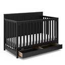 Graco Hadley 5-in-1 Convertible Crib with Drawer – GREENGUARD Gold Certified, Fits Standard Crib Mattress, Converts to Toddler Bed, Daybed and Full Bed, 4 Adjustable Mattress Heights (Black) 29.88"L x 54.8"W x 39.84"H