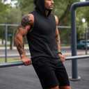 MAGCOMSEN Mens Tank Top Sleeveless Hoodie Cotton T-Shirt Summer Casual Shirt Muscle Tee (Black, XXL)