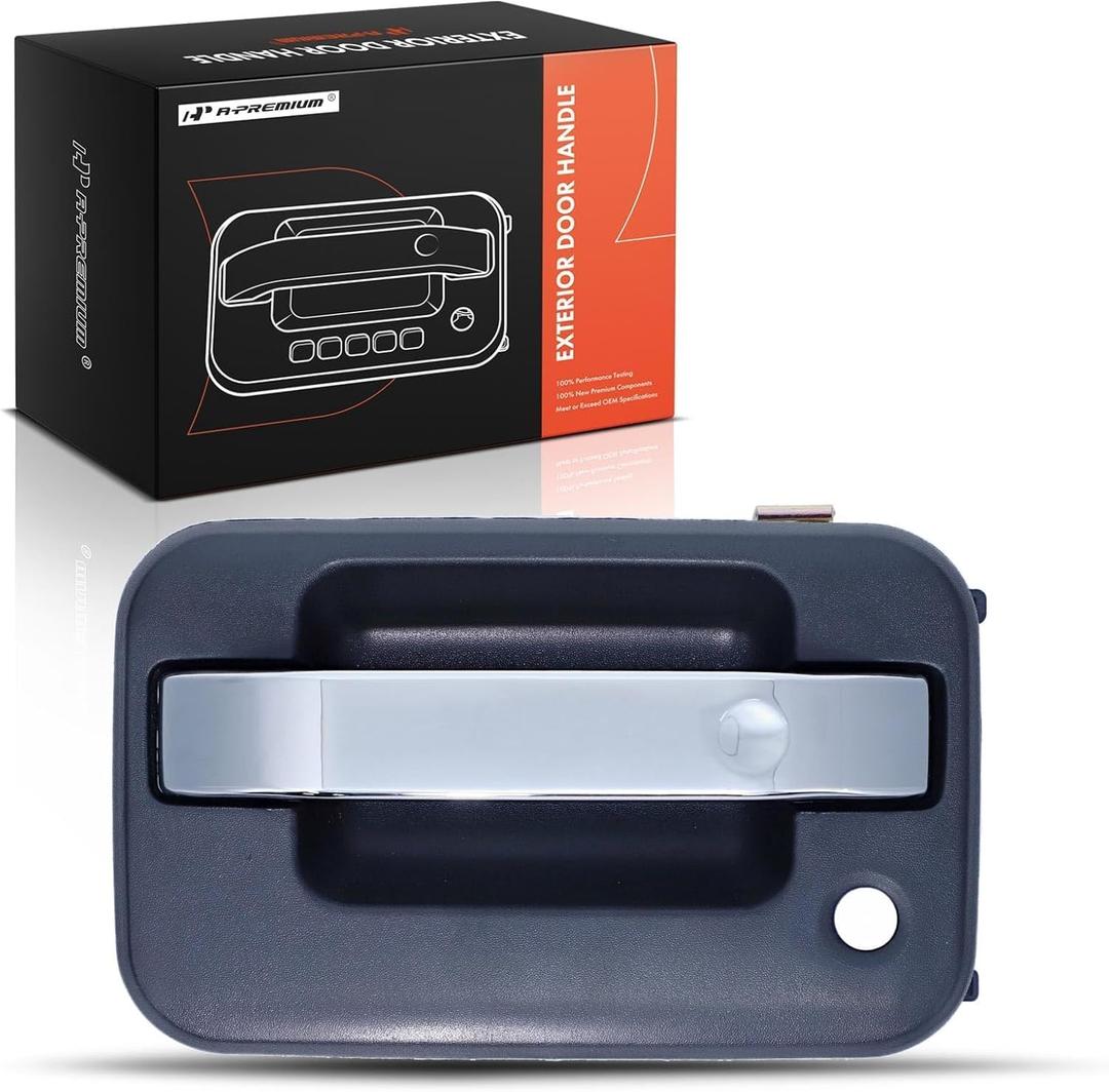 A-Premium Front Left Driver Side Exterior Door Handle with Keyhole Compatible with Ford F-150 F150 2009-2014, Textured Black Housing with Chrome Lever, Replace# CL3Z-1522405-BA, CL3Z1522405BA