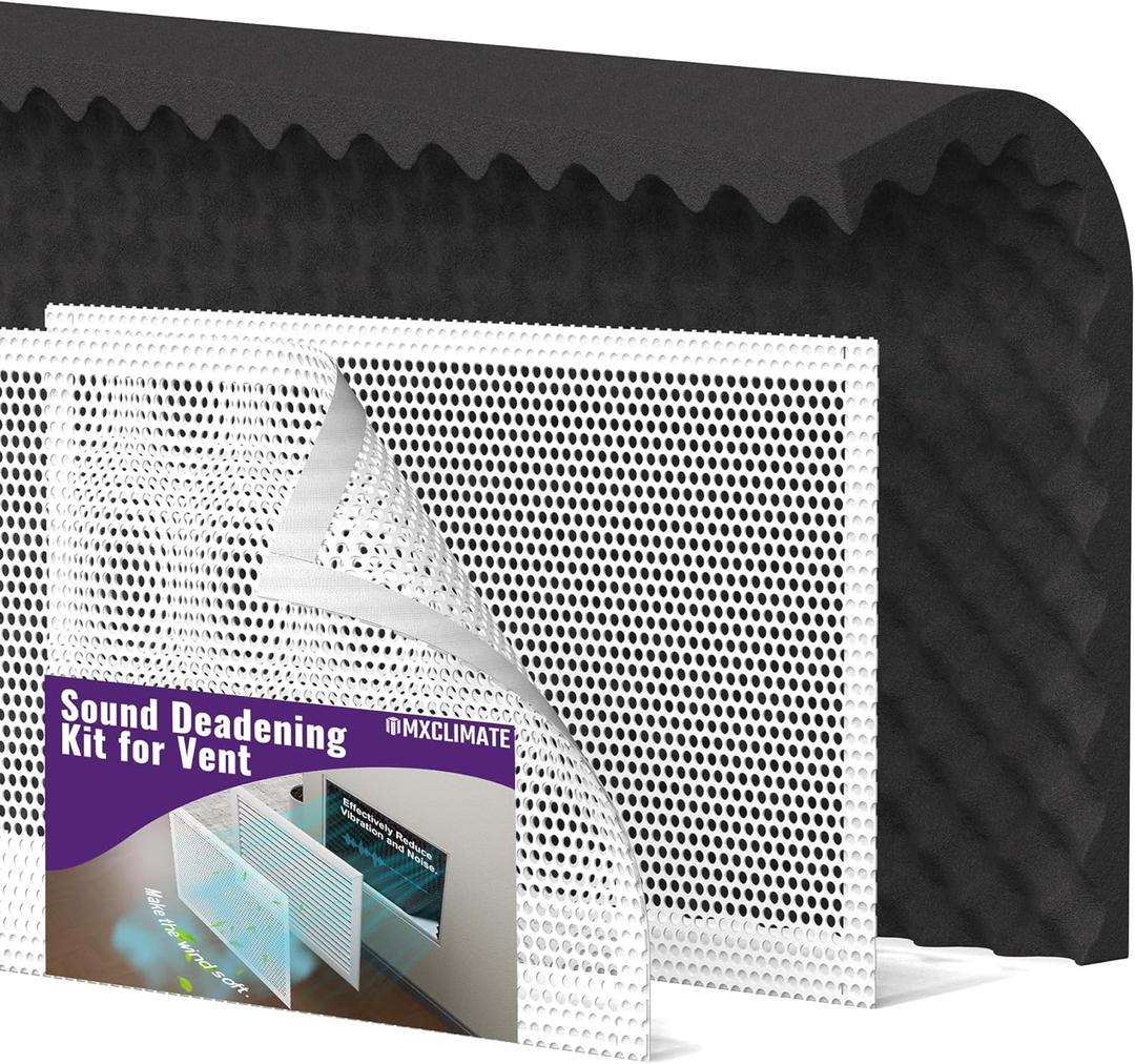 Mxclimate Sound Deadening Kit for Vent,Sound Proof Foam Panels 5.38 sqft with Self Adhesive,High Density Acoustic Foam for Reducing Noise Sound Insulation of HVAC Vent & Duct,with Mesh Vent Covers
